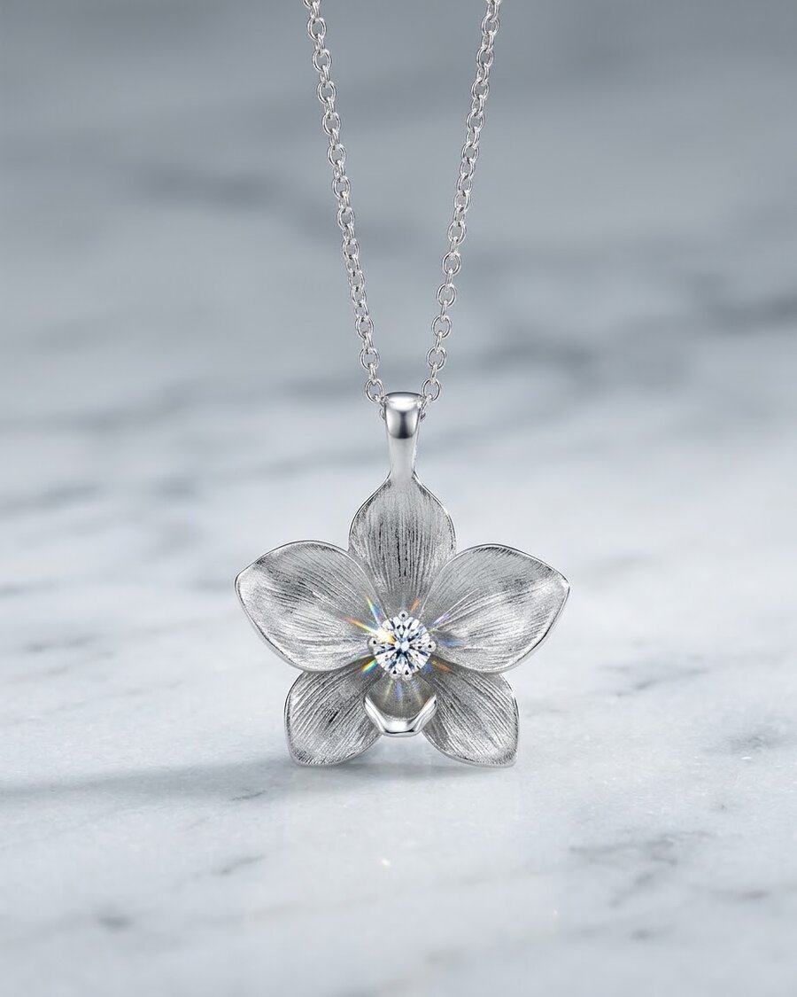 The Signature Orchid Pendant (Silver Variant)